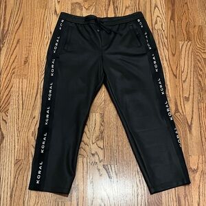 Koral Black Cropped Track Pants with Side Logo